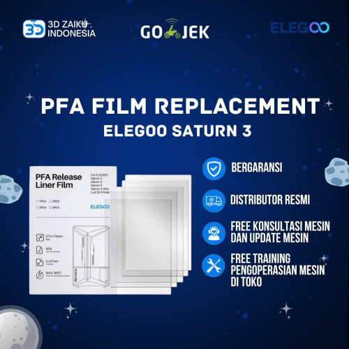 Original ELEGOO Saturn 3 PFA Film Replacement Pack Isi 5 Pcs - Repack 1 Pc Original ELEGOO Saturn 3 PFA Film Replacement Pack Isi 5 Pcs - Repack 1 Pc